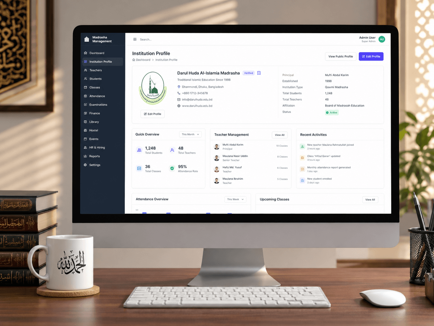 Institution profile preview